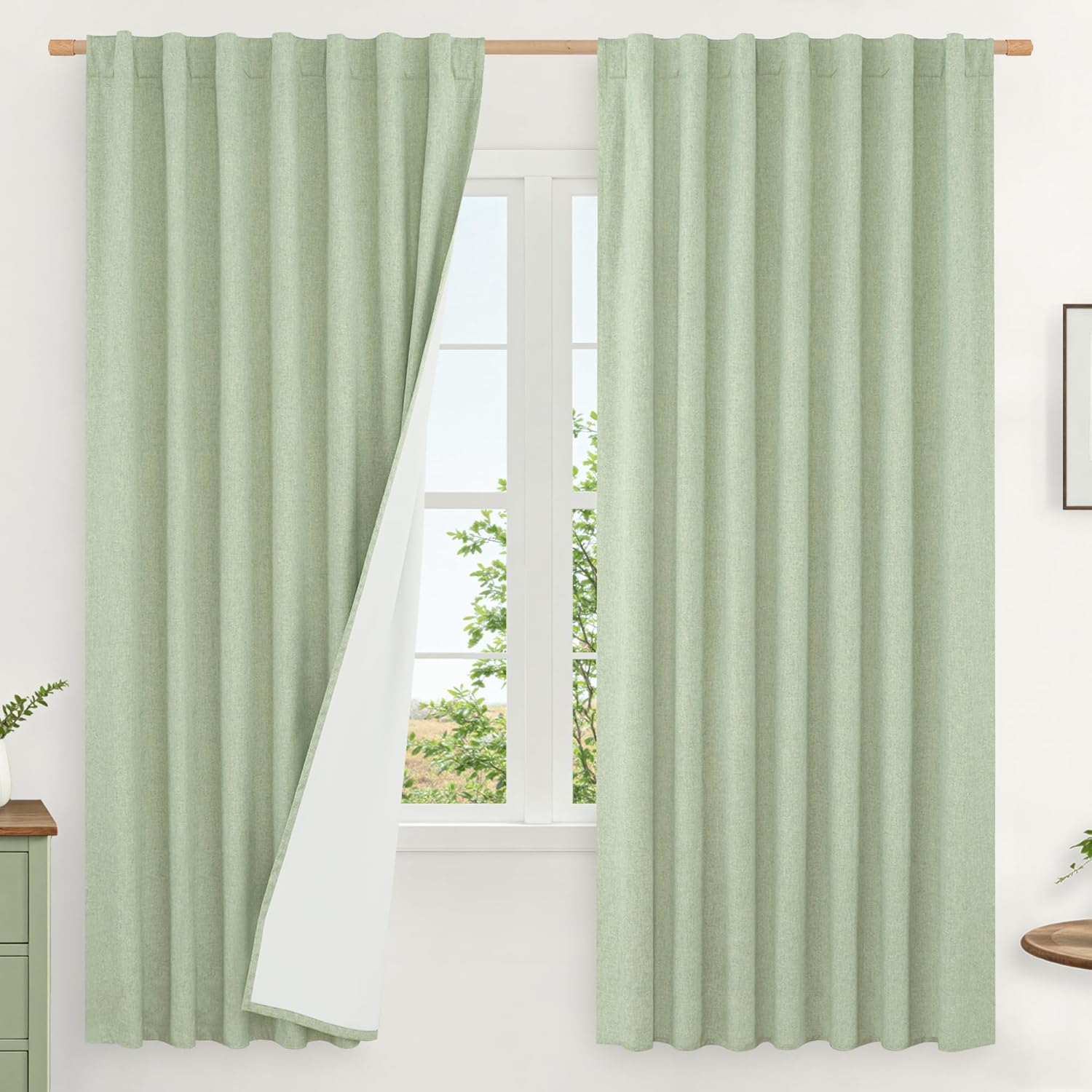 100% Blackout Linen Curtains for Elegant Living Room Decor