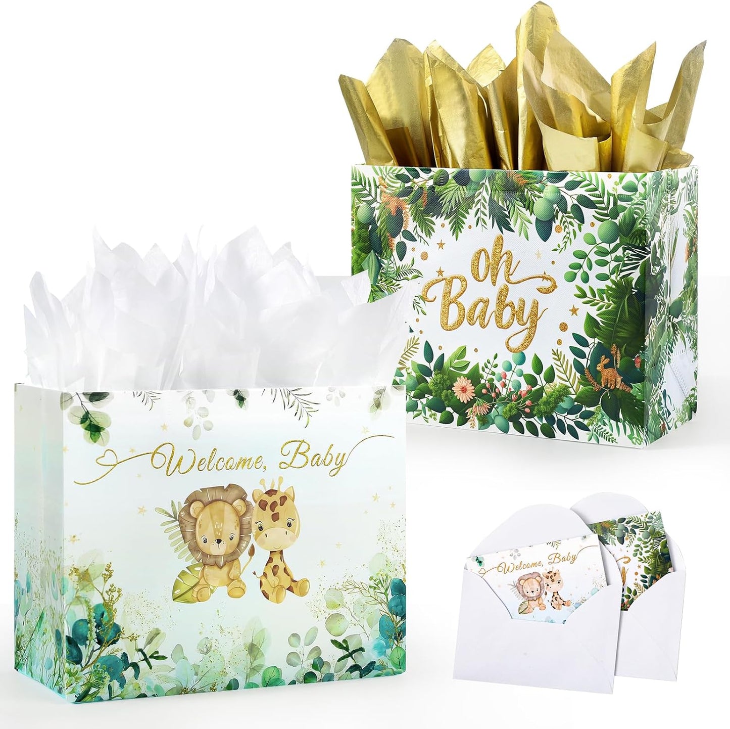 Reusable Baby Gift Bag Set with Tissue & Card - Perfect for Baby Showers!