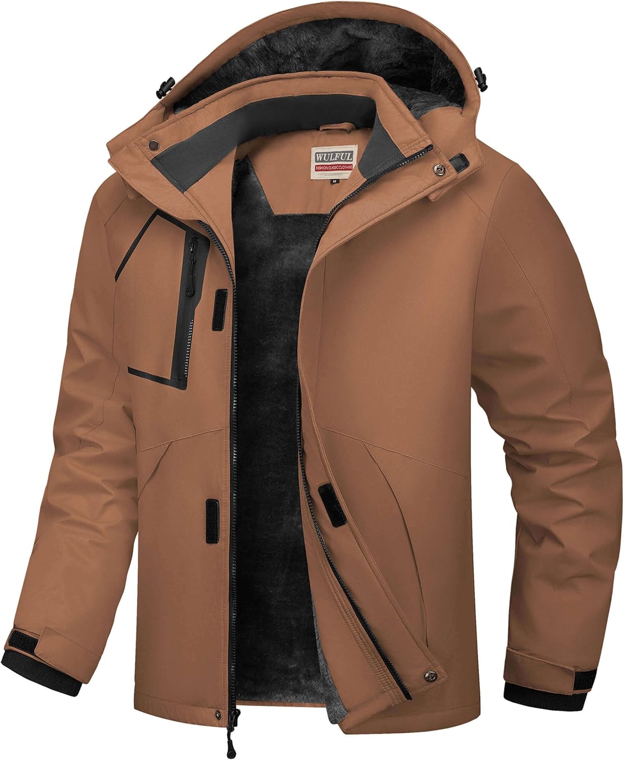 WULFUL Men's Waterproof Ski Jacket for Cold Winter Sports