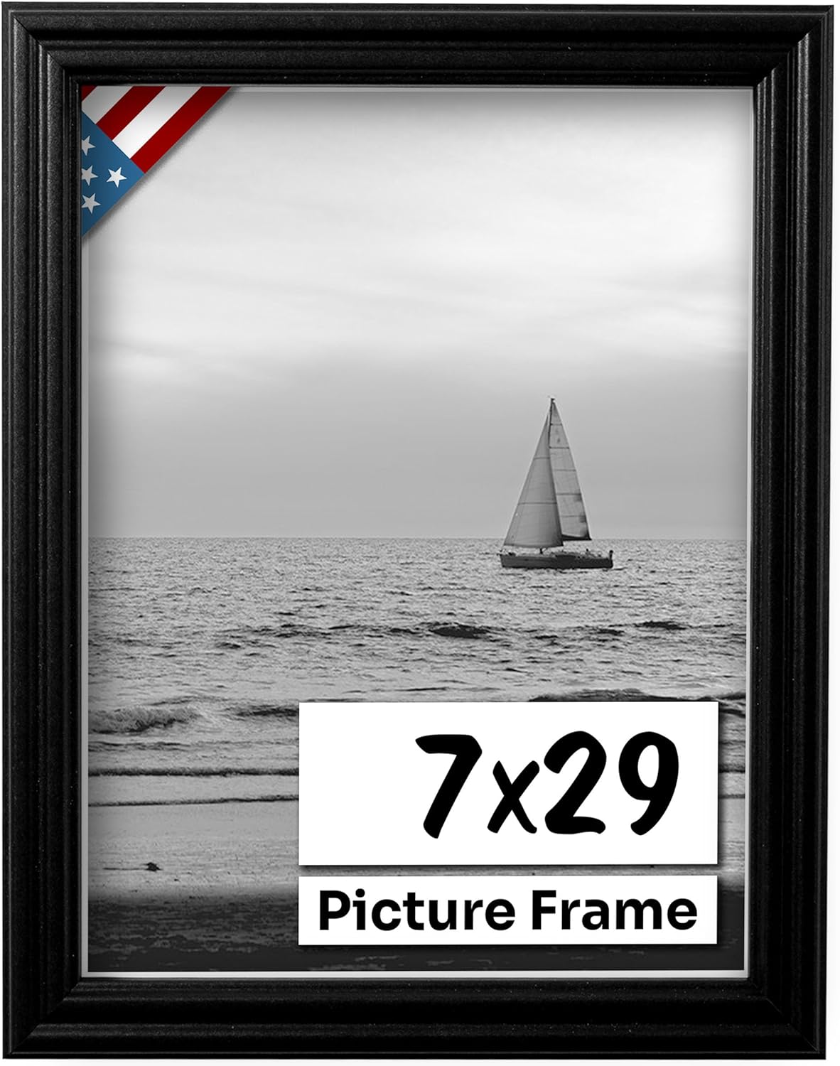 Black 7x29 Picture Frame - Handmade Solid Wood Wall Decor