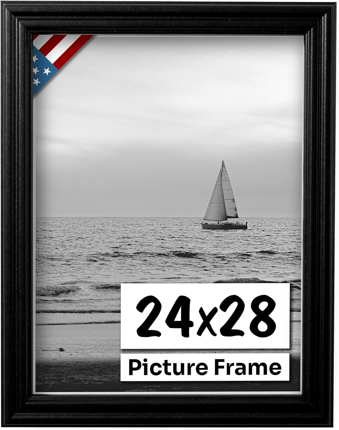 Black 24x28 Picture Frame - Handmade Solid Wood Wall Decor