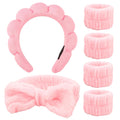 Spa Headbands Set Reduces Mess! 6 Pink Hair Bands