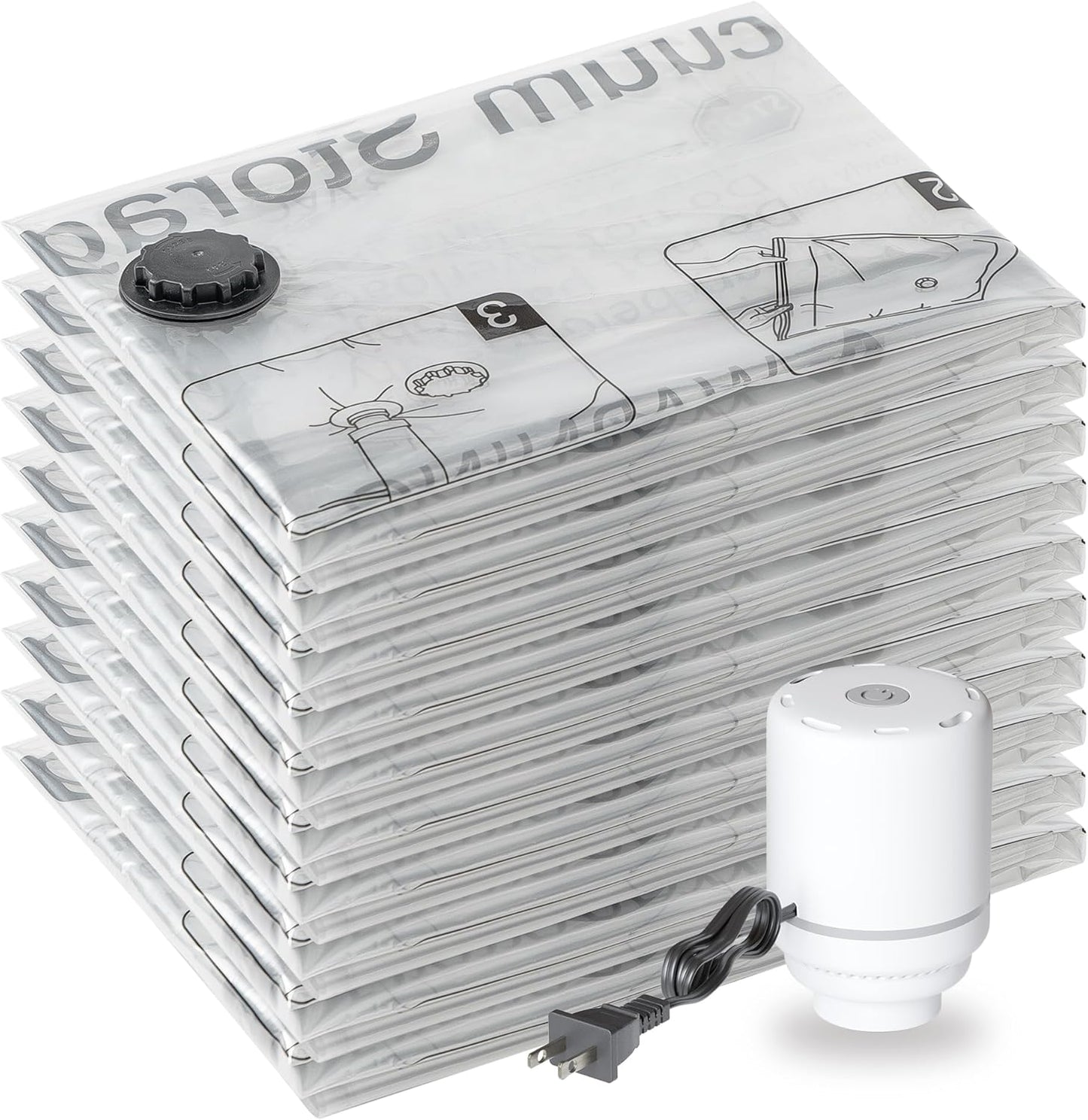 SUOCO Jumbo XXL Vacuum Storage Bags with Electric Pump for Travel