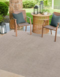 Outdoor Solid Area Rug 6 ft 1 in Square Beige/Ivory - Durable Outdoor
