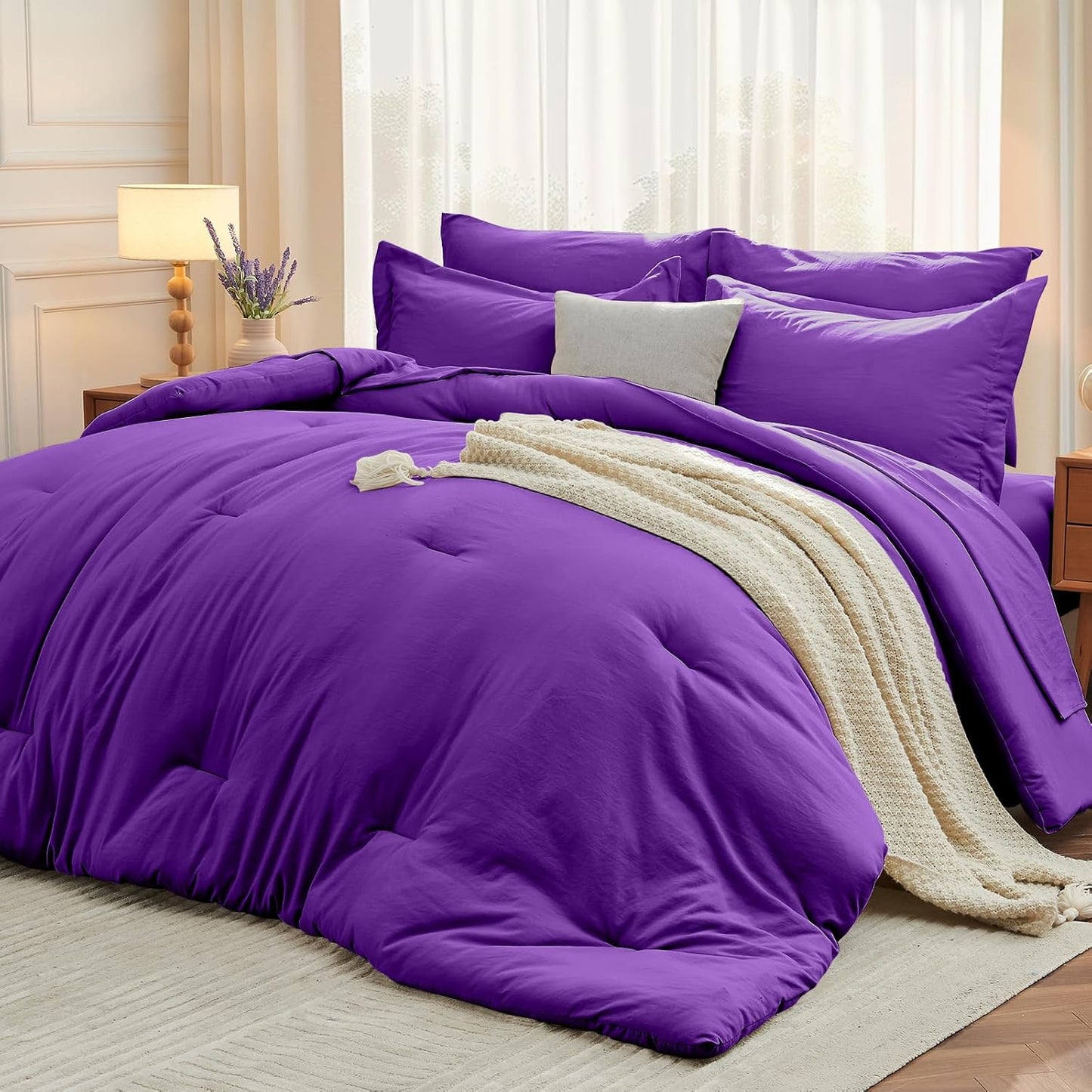 MUXHOMO 7 Pieces Queen Comforter Set for Ultimate Comfort