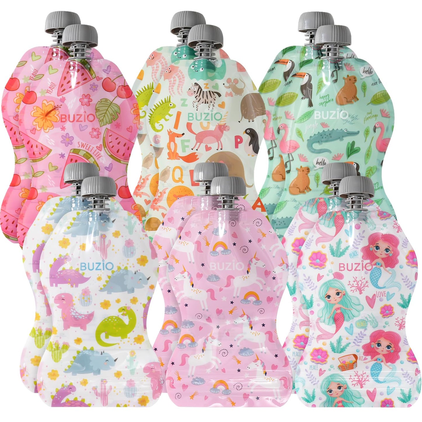 BUZIO Reusable Baby Food Pouches - Mess-Free Feeding!