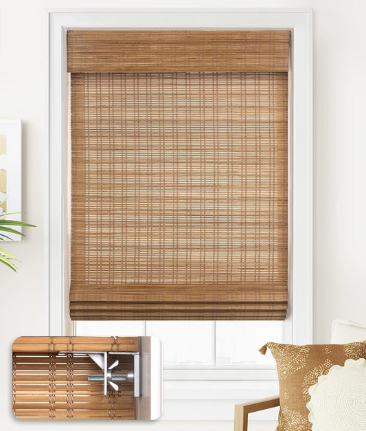 LazBlinds Cordless Bamboo Roman Shades for Light Filtering