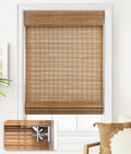 LazBlinds Cordless Bamboo Roman Shades 27in x 64in - No Drill, Light