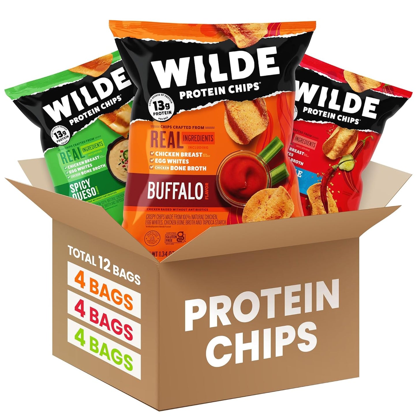 WILDE Protein Chips Spicy Variety Pack for Healthy Snacking
