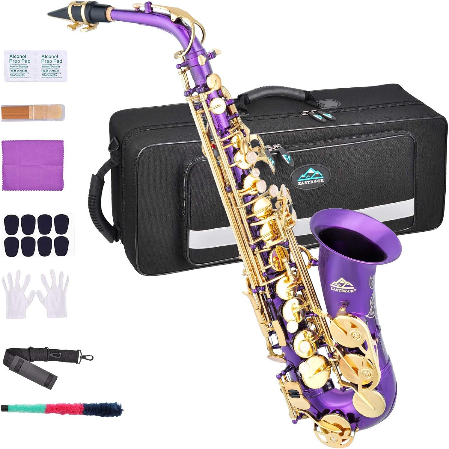 EASTROCK Purple Alto Saxophone Full Kit for Students and Beginners