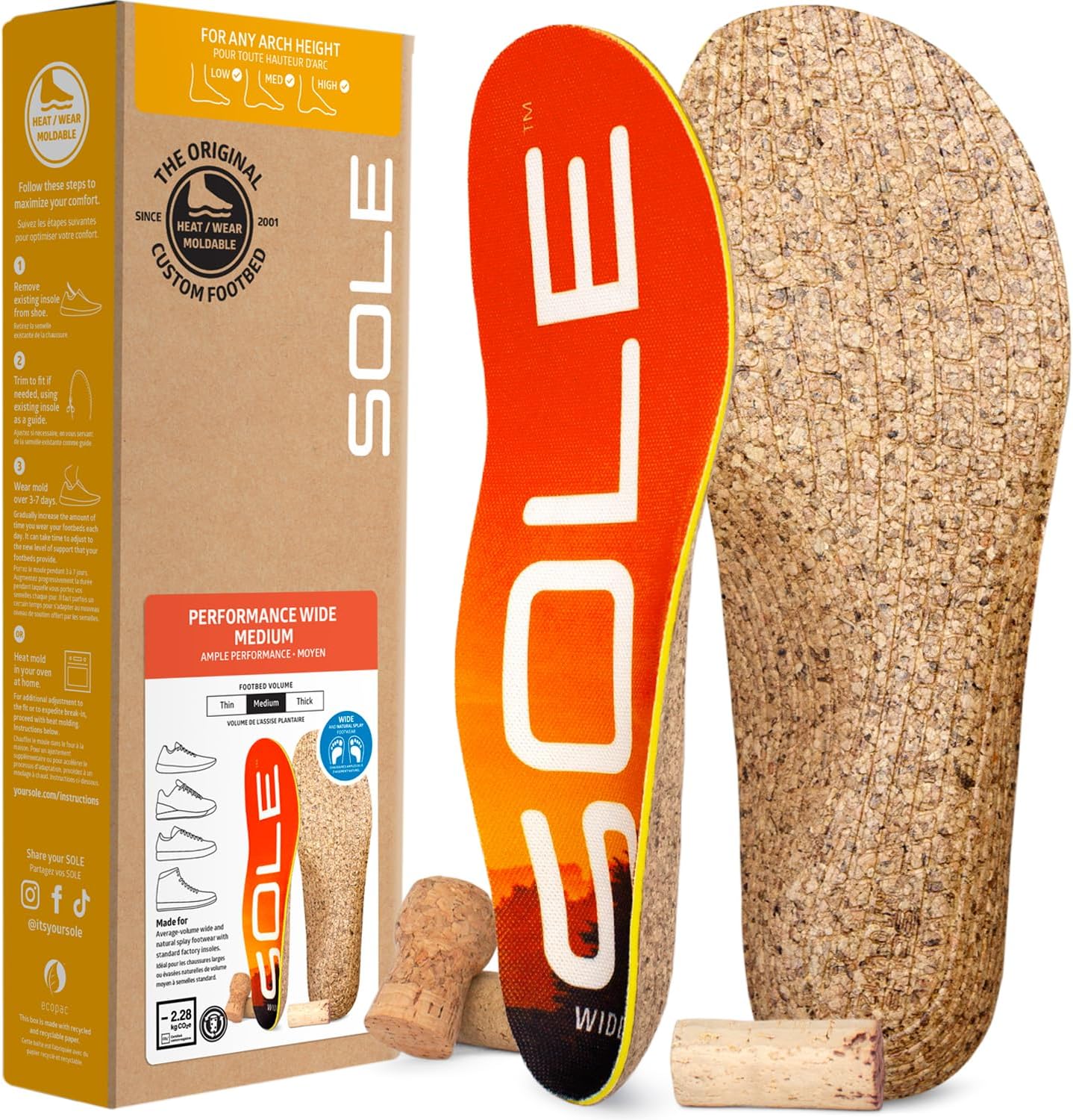SOLE Performance Wide Medium Insoles for Plantar Fasciitis Relief