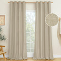 LAMIT Natural Linen Curtains 102 in Long 2 Panels - Textured Privacy
