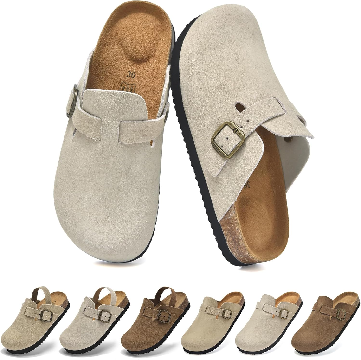 Genuine Suede Kids Toddler Clogs with Arch Support for Comfort