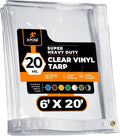 6 ft x 20 ft Clear Vinyl Tarp - Heavy Duty 20 Mil Transparent Cover