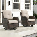 Outdoor Swivel Rocker Patio Chairs Set of 2 - Wicker PE Rattan Comfort