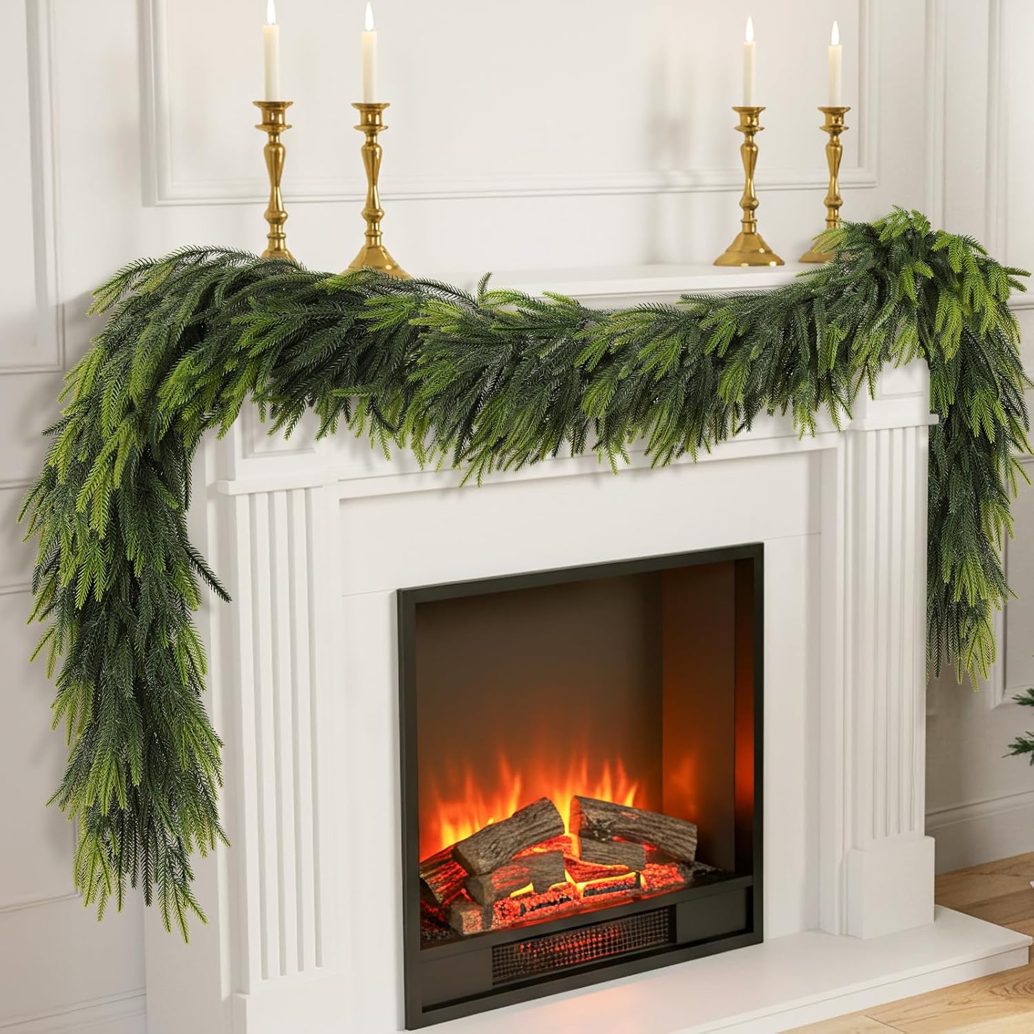 9FT Christmas Norfolk Pine Garland for Indoor Outdoor Decor