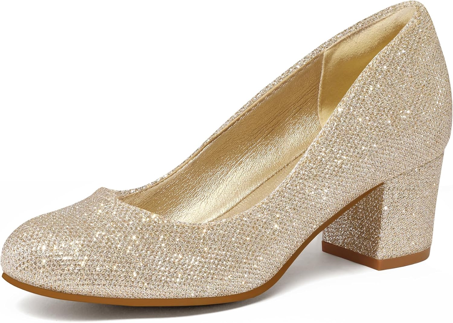 mysoft Women's Pumps Low Chunky Block Heel Round Toe Comfort