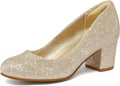 Women's Chunky Block Heel Pumps - Comfortable Low 2in Dress Shoes