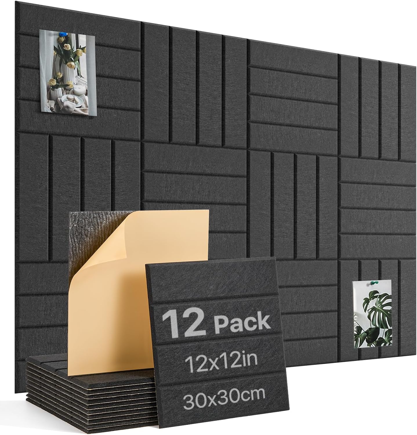 Large Cork Board Tiles for Home Office Decor - 12 Pack