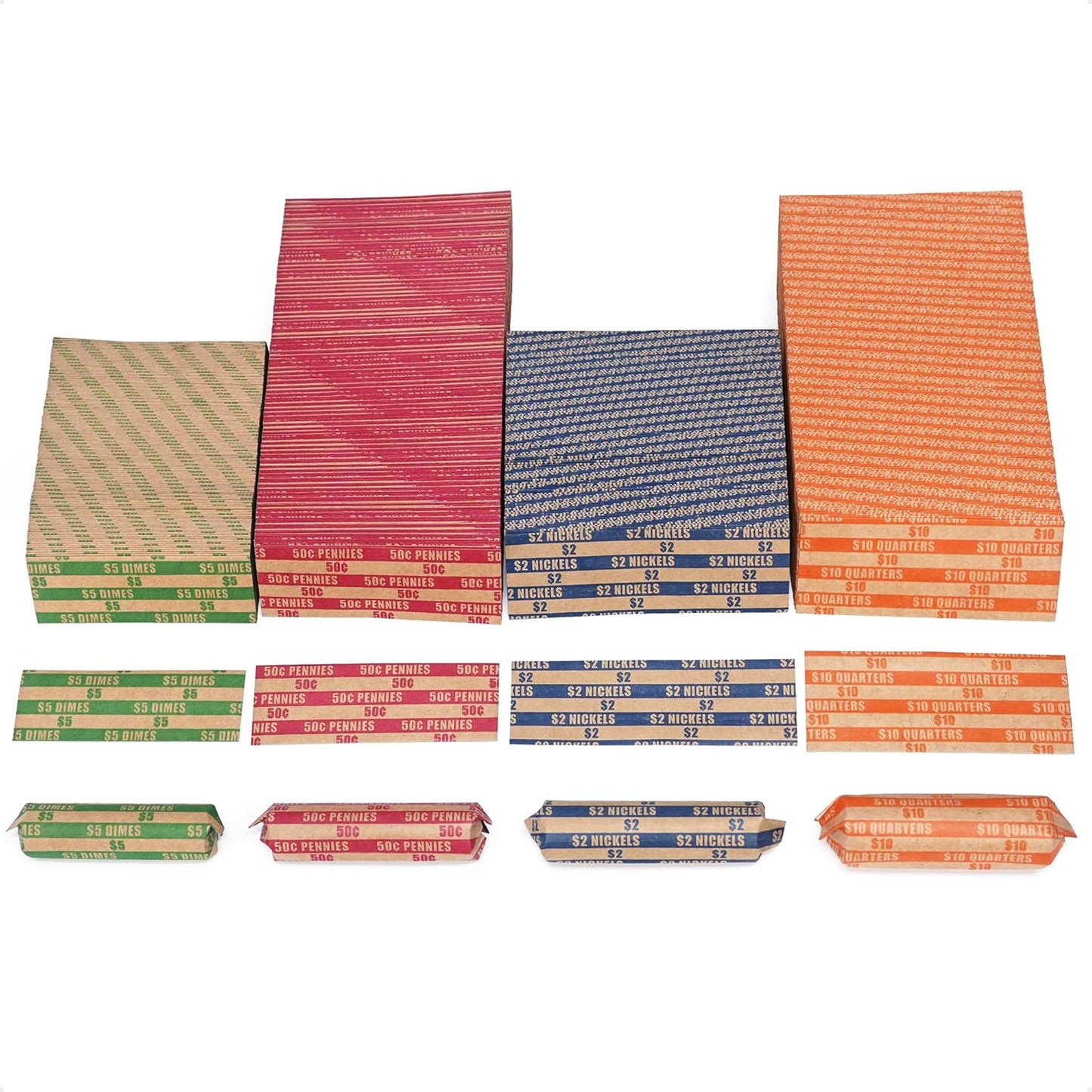 Effortless Coin Sorting 1000 Flat Striped Wrappers