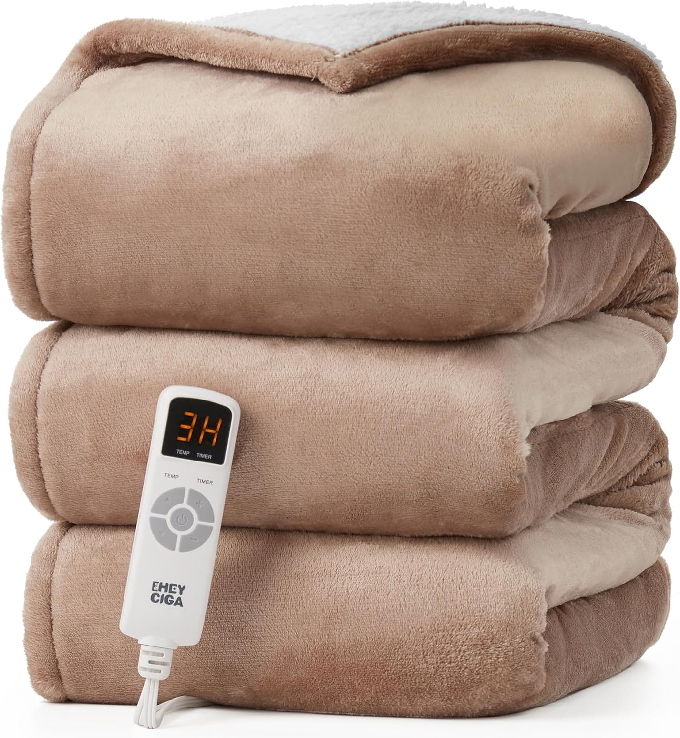 EHEYCIGA Electric Heated Blanket Throw - Soft Sherpa & Fleece