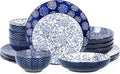Selamica Dinnerware Sets 16 Piece Dark Blue - Classic Embossed Set