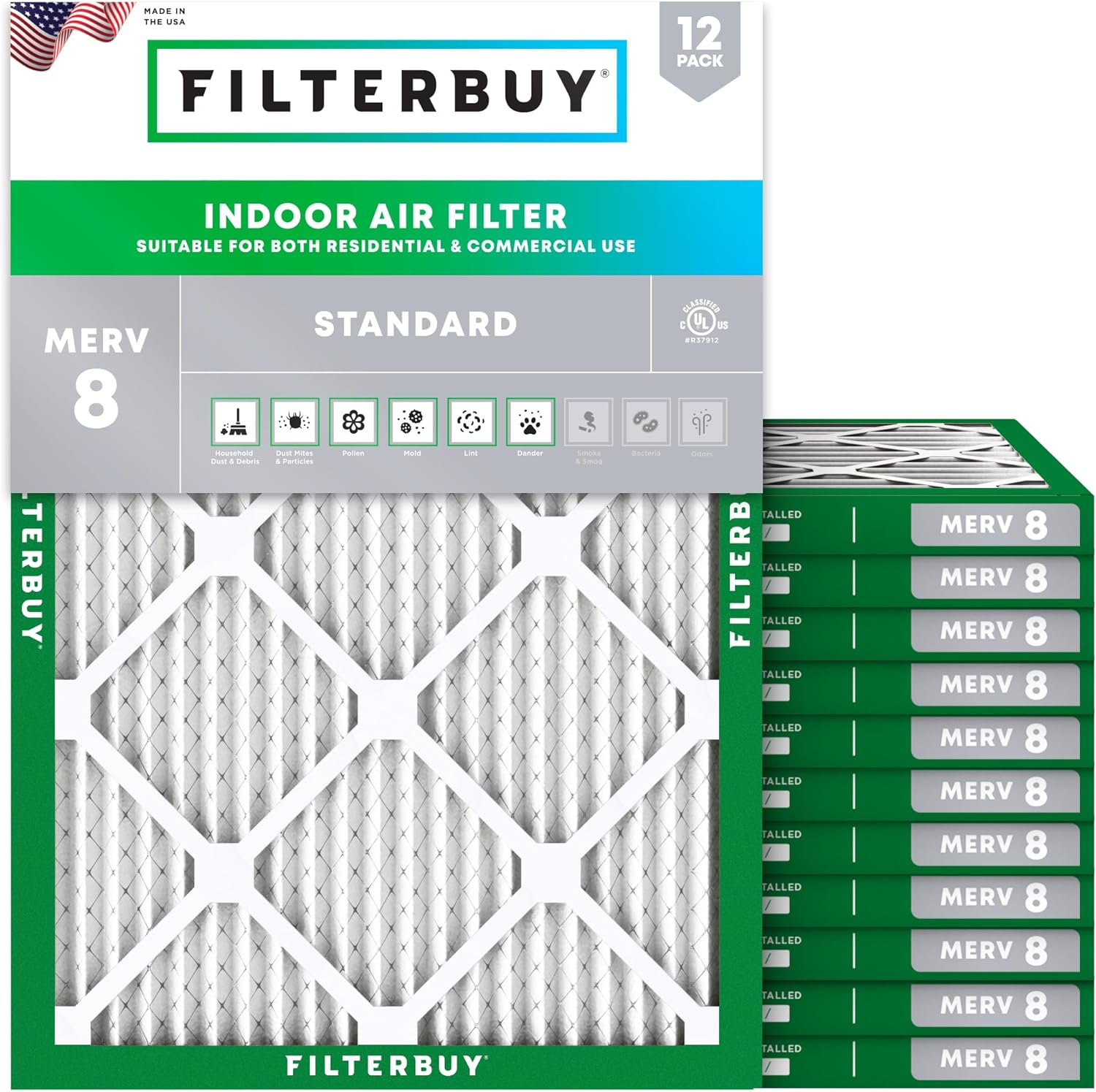 Filterbuy 14x16x1 Air Filter MERV 8 for Dust and Allergies