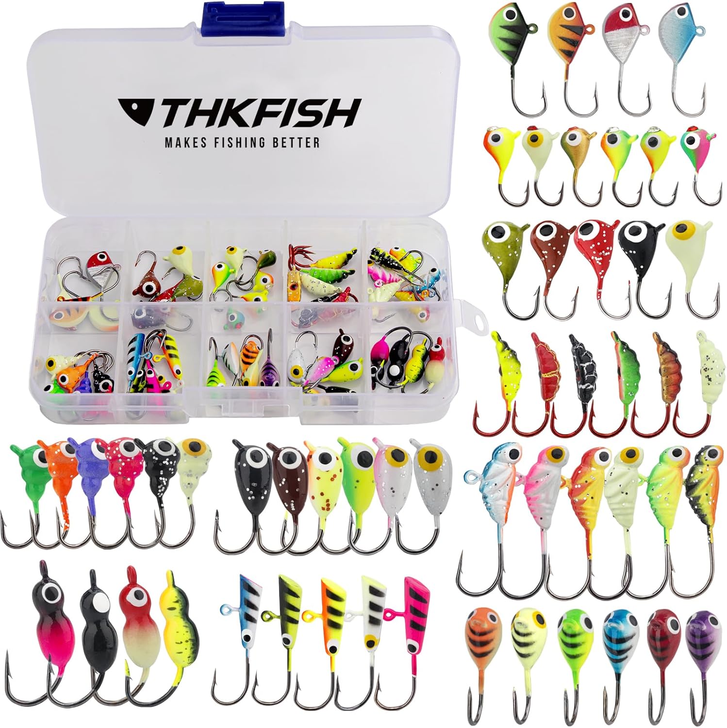 Glow Ice Fishing Lures 54pcs by THKFISH
