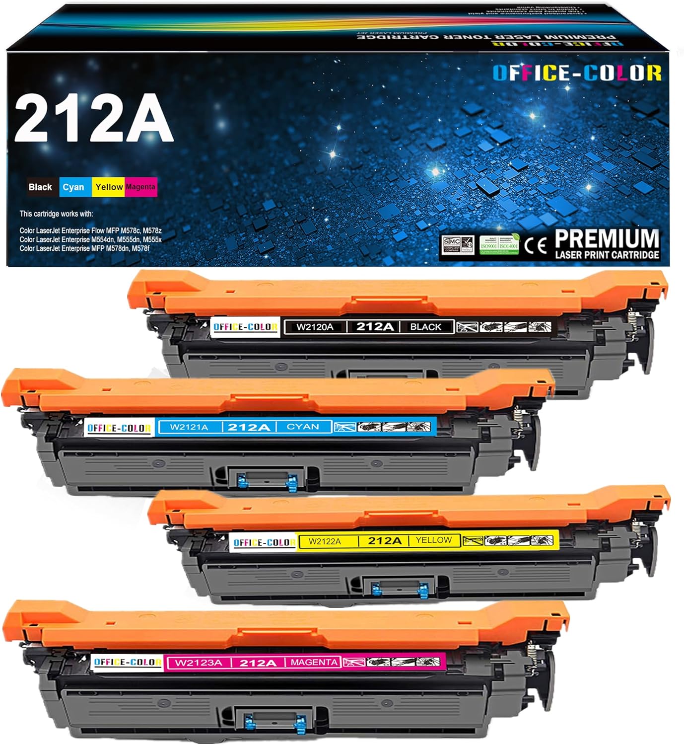 212A Toner Cartridges 4 Pack for HP Color Laserjet Printers