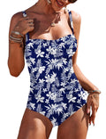 One Piece Swimsuit Ruched Tummy Control Vintage Retro - Flattering