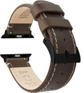 Top Grain Leather Apple Watch Band for Men - Black PVD Buckle