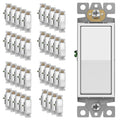 Decorator Paddle Rocker Light Switch 15A Single Pole - 40 Pack