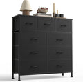 9-Drawer Fabric Dresser Storage Tower with Wood Top - Compact