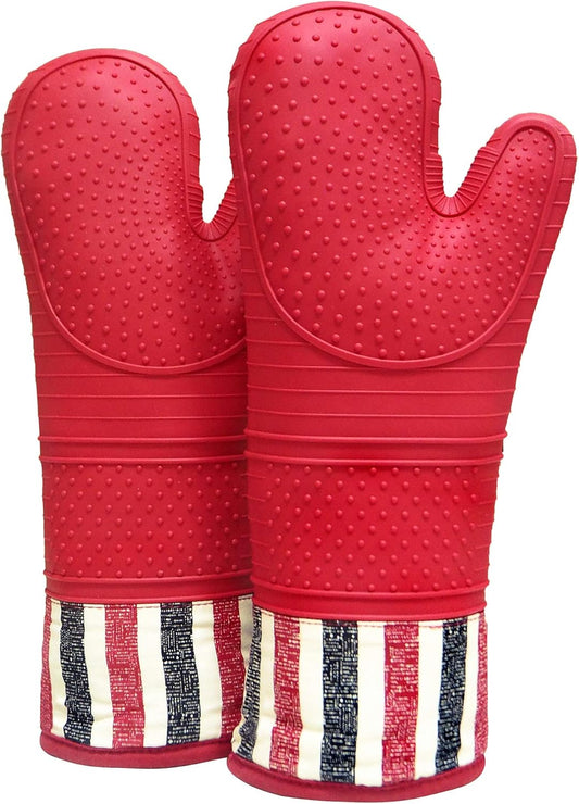 550 Degree Heat Resistant Silicone Oven Mitts - 1 Pair