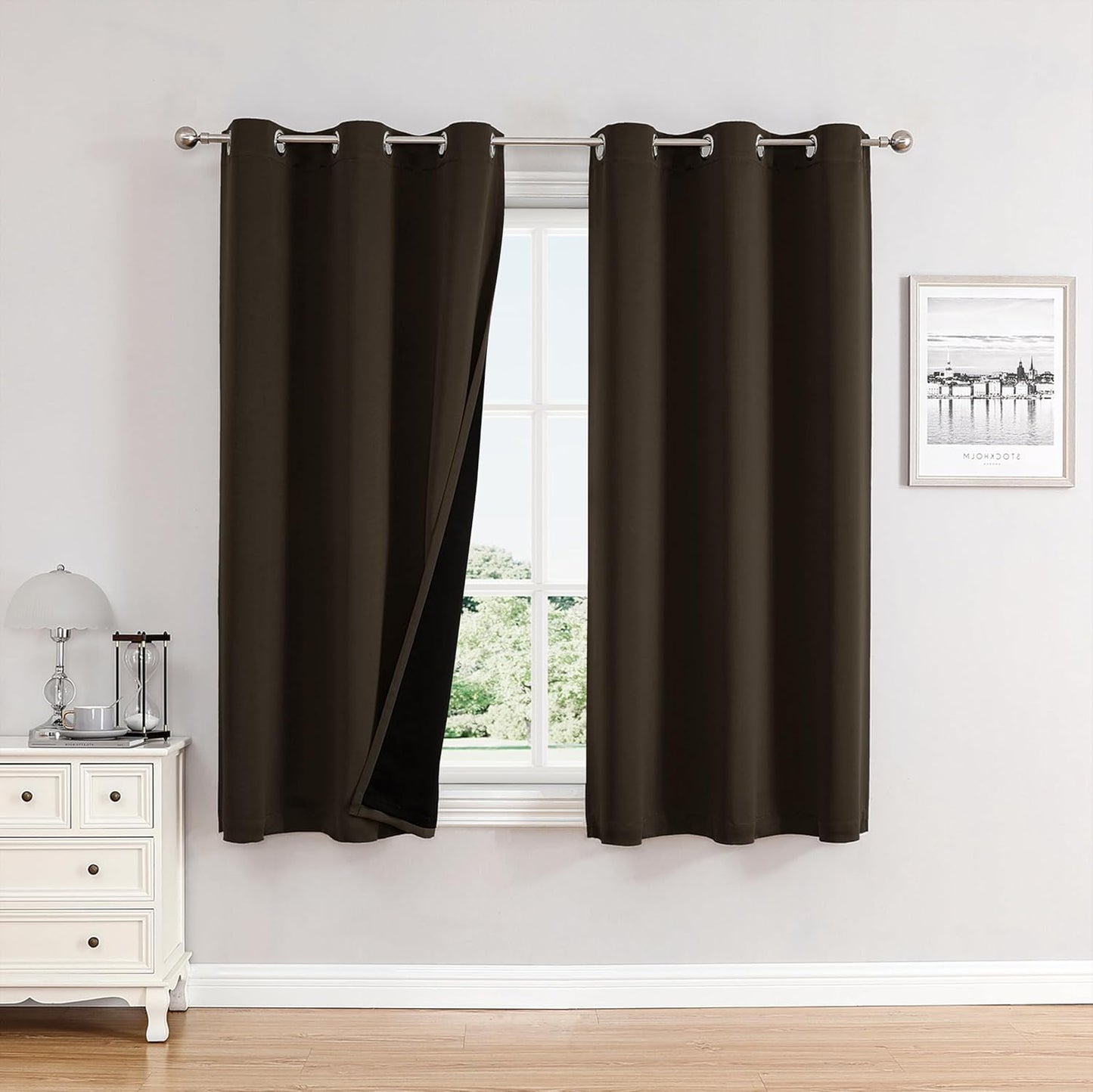 ChrisDowa 100% Blackout Curtains for Bedroom, 63 inch Long