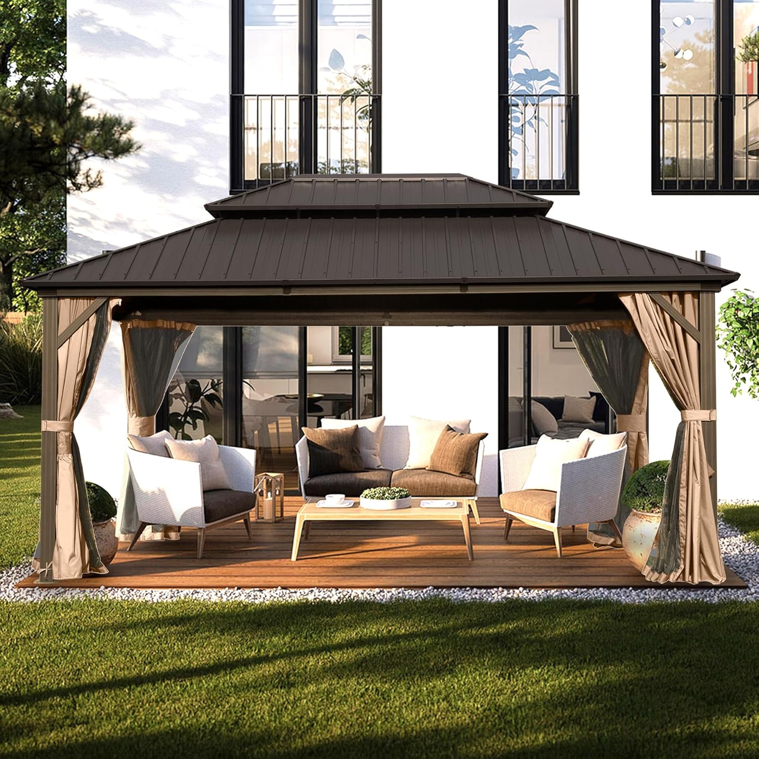 Domi 10ft x 14ft Hardtop Gazebo for Outdoor Dining and Parties