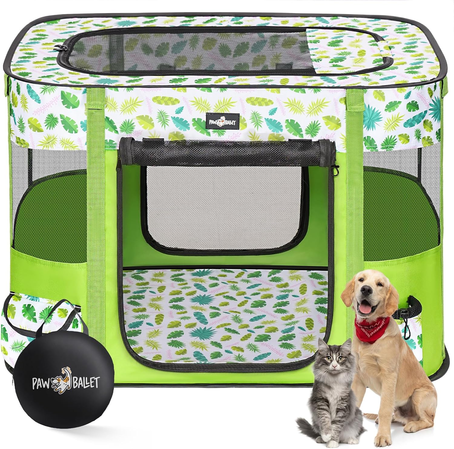 Dog Playpen with Removable Shade Cover for Indoor and Outdoor Use