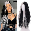 Black and White Wig Long Water Wave Lace Front Wig - Natural Look