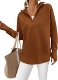 PRETTYGARDEN Long Sleeve Quarter Zip Pullover Sweater (Style P1TW)