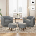 Swivel Accent Chair + Ottoman Set - Storage Space, Dark Grey