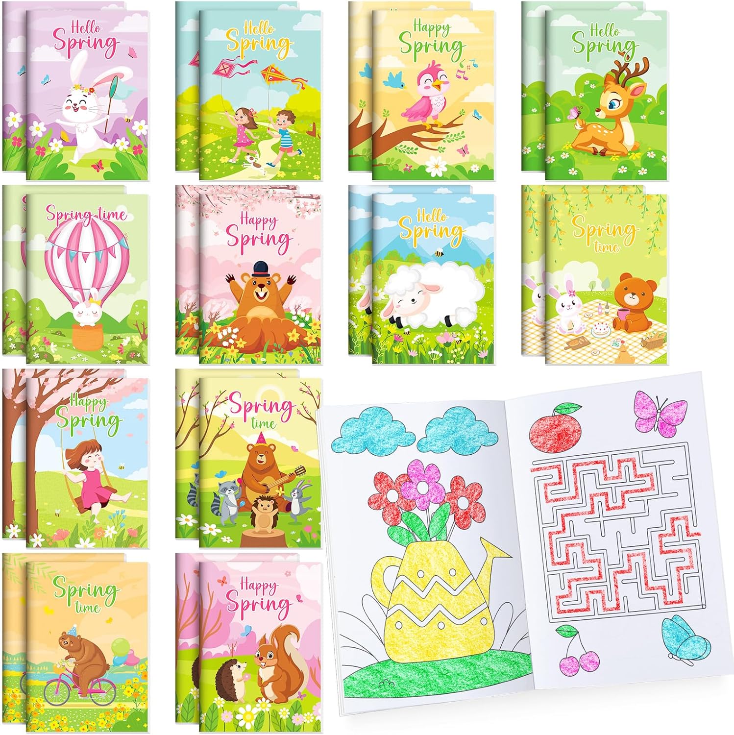 60 Pcs Spring Mini Coloring Books for Kids Easter Party Fun