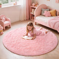 Pink Round Rug for Bedroom - Fluffy Circle Area Rug 5Ft