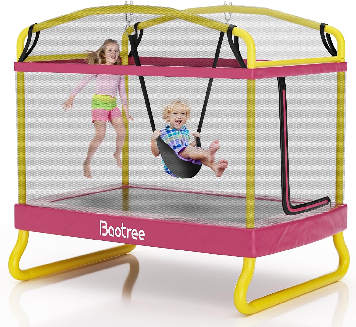 6.5FT Rectangle Trampoline for Kids with Swing and Safety Net