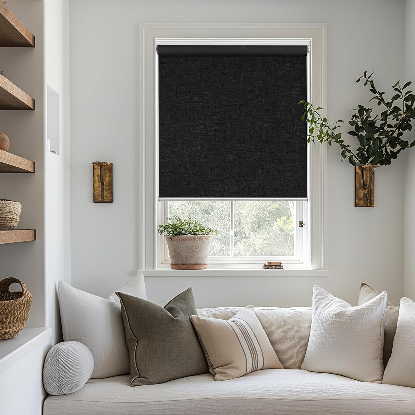 Cordless Blackout Roller Shade for Room Darkening and UV Protection