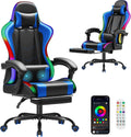 RGB Blue Gaming Chair with Footrest and Massage Lumbar Support