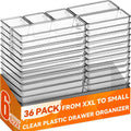 Criusia 36 Pack Large Clear Drawer Organizer Bins - Versatile Drawer