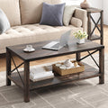 Rustic 2-Tier Farmhouse Coffee Table - Vintage Look
