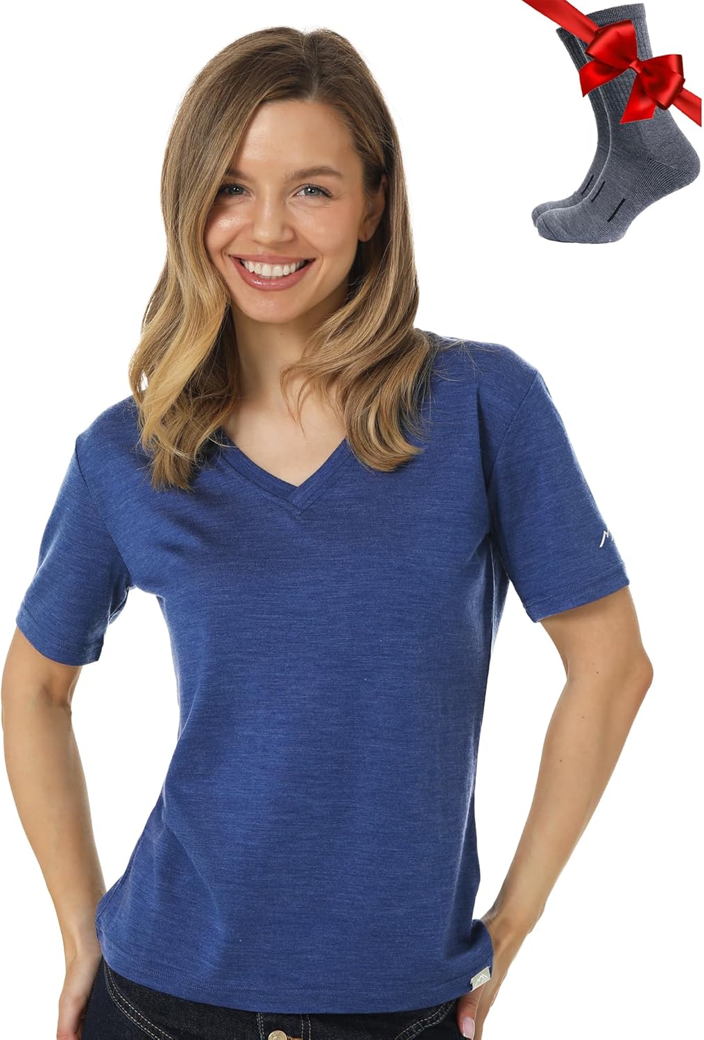 Merino Wool T Shirt Women - Soft Moisture-Wicking Tee & Socks