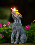 Goodeco Dog Statue with Solar Butterfly for Outdoor Decor