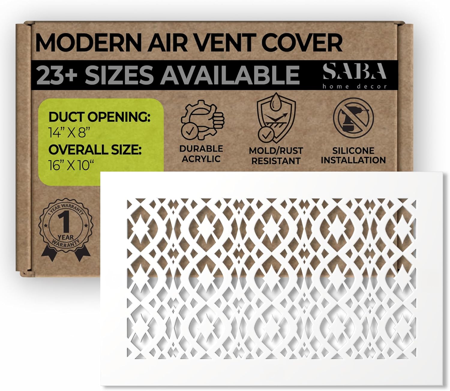 SABA Home Decor Air Vent Cover Grille - Elegant White Finish
